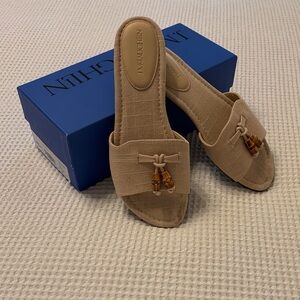 J. McLaughlin Sand  Women's Slide Sandals with Bamboo Tassel
